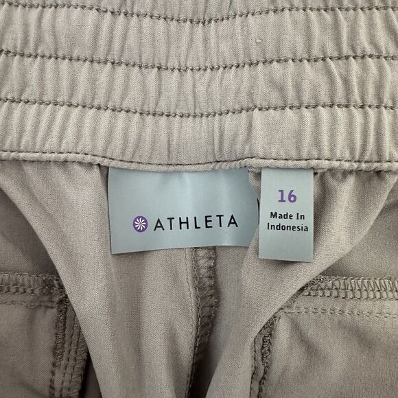 Athleta Pants womens 16 Beige Chelsea Cargo Pull on Stretch Light Weight - Picture 6 of 15